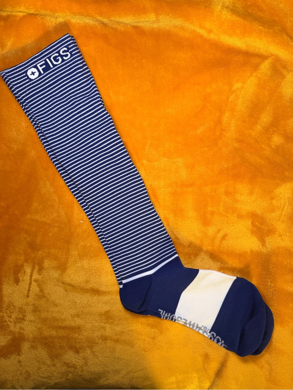 Figs unisex Navy & White Striped Athletic Compression Sock